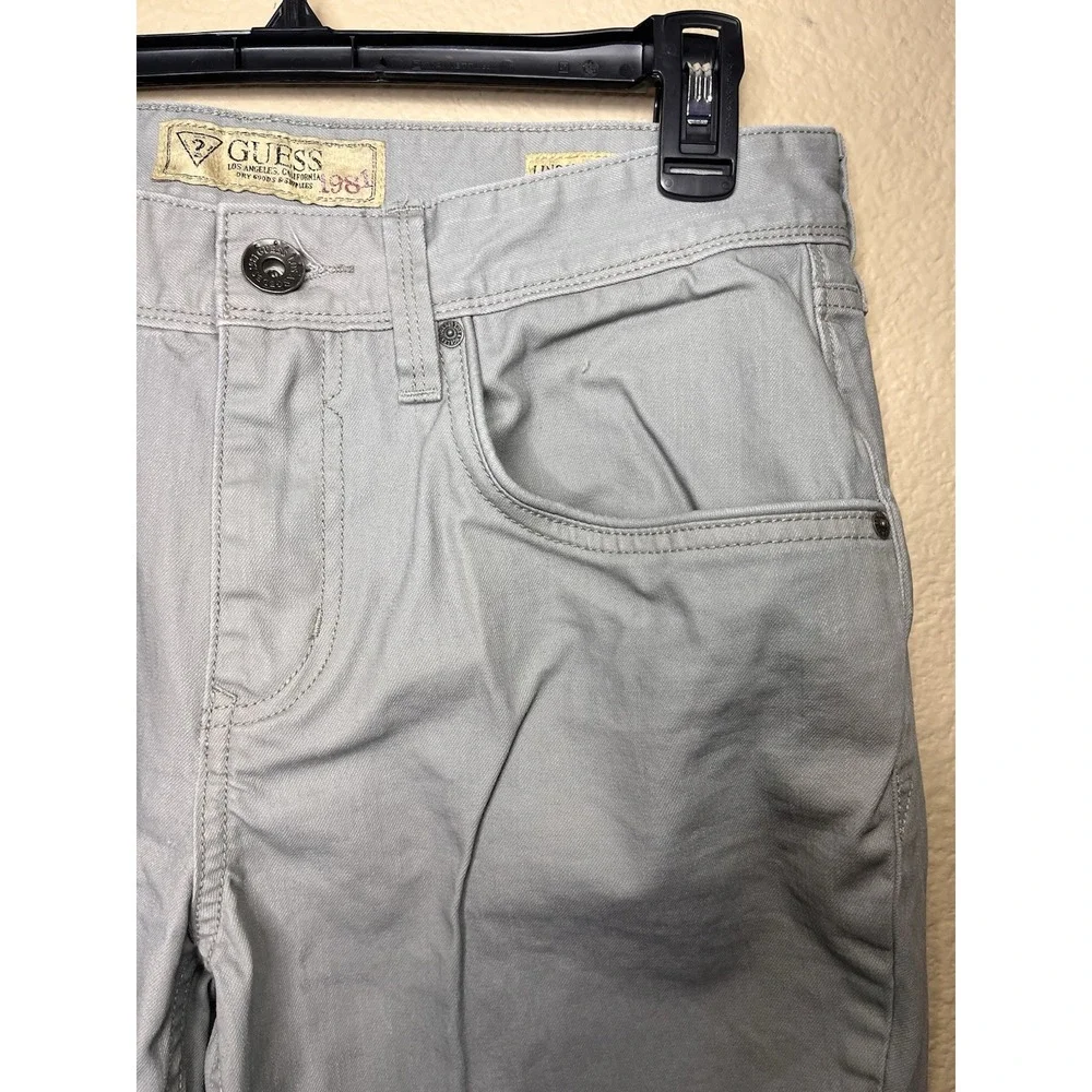 Guess Mens Jeans 32 X 32‎ Lincoln Slim Straight Gray Waxed Denim Stretch Pockets